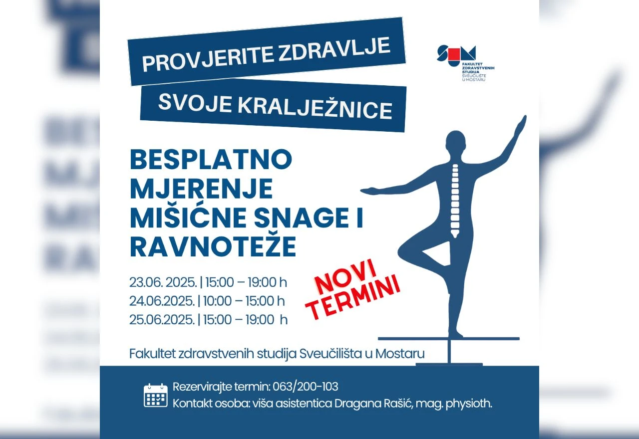 Besplatno mjerenje snage i ravnoteže: Novi termini u Mostaru