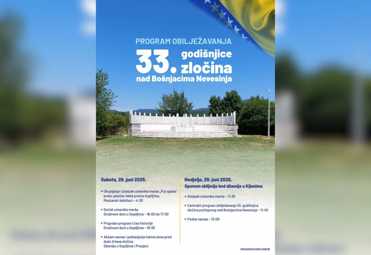 Obilježavanje 33. godišnjice zločina nad Bošnjacima Nevesinja uz marš ''Putem spasa''