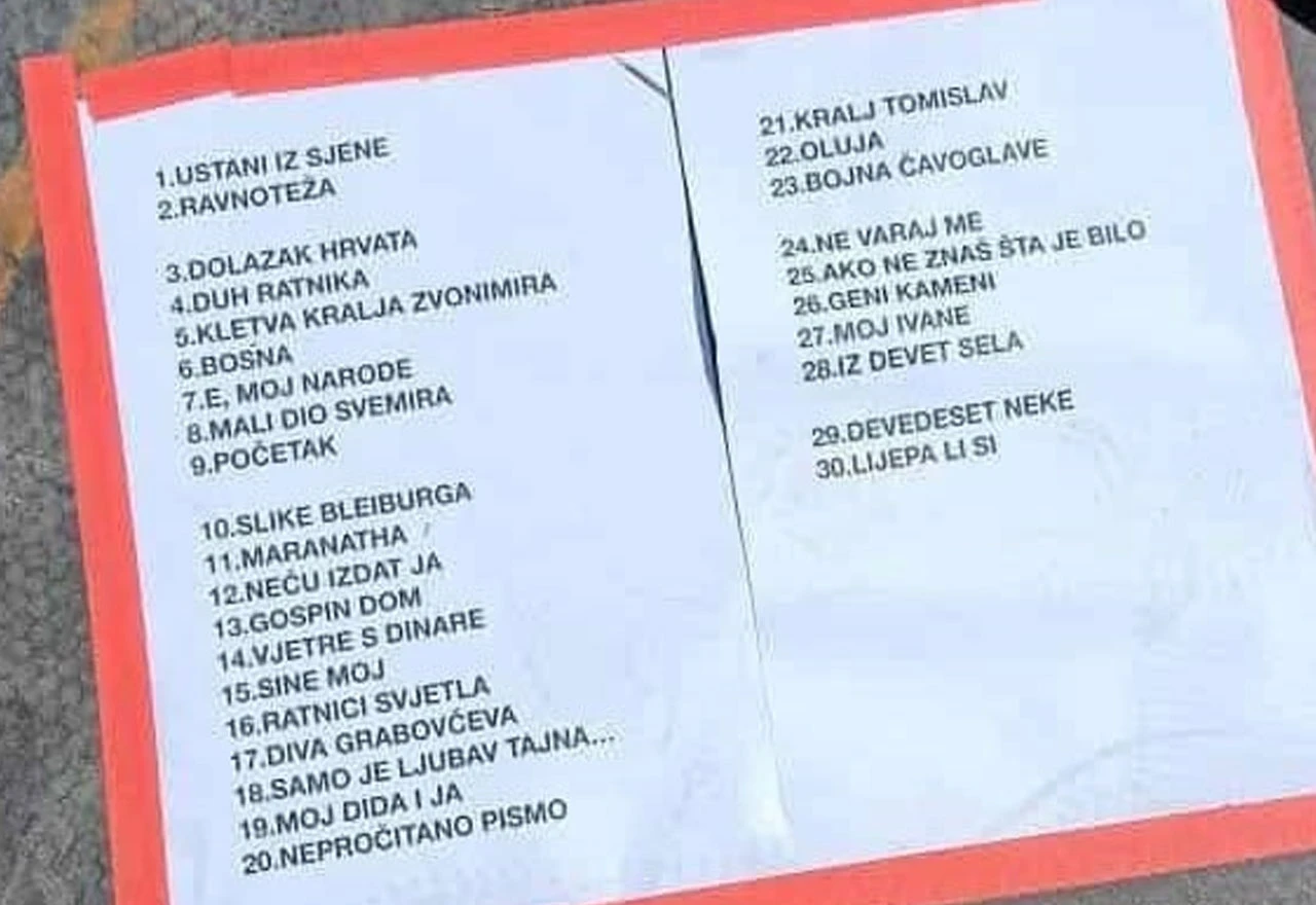Procurio popis pjesama s Thompsonovog koncert na Hipodromu?