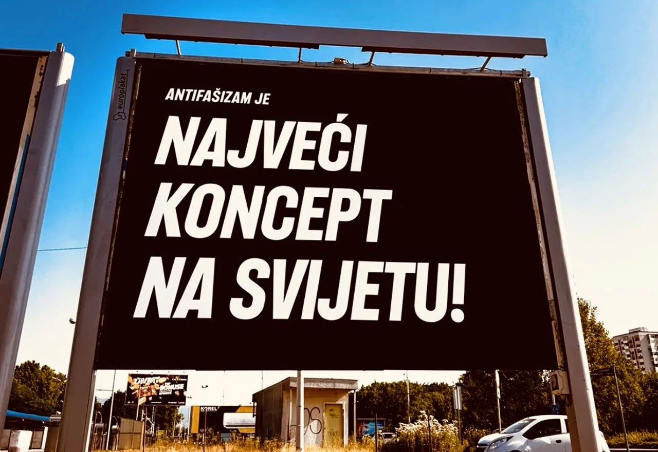 Plakati s natpisom ''Antifašizam je najveći koncept na svijetu!'' postavljeni po Novom Zagrebu
