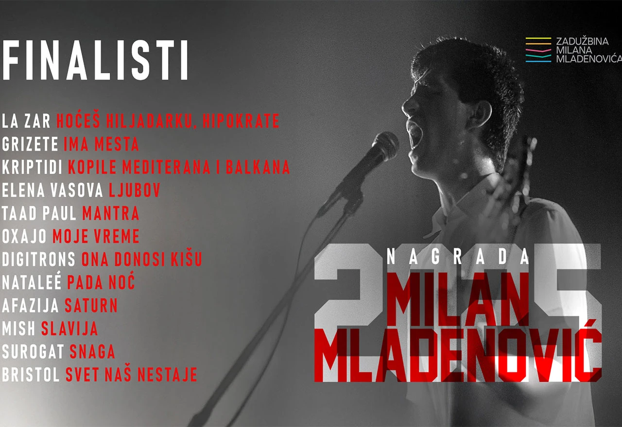 Objavljeni finalisti za Nagradu Milan Mladenović 2025