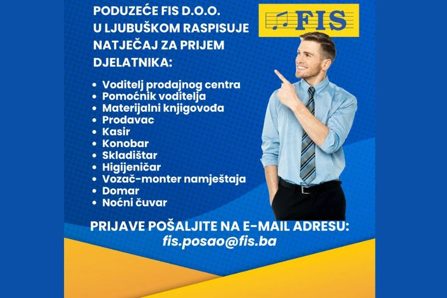 Prodajni centar u Ljubuškom raspisuje natječaj za prijem djelatnika