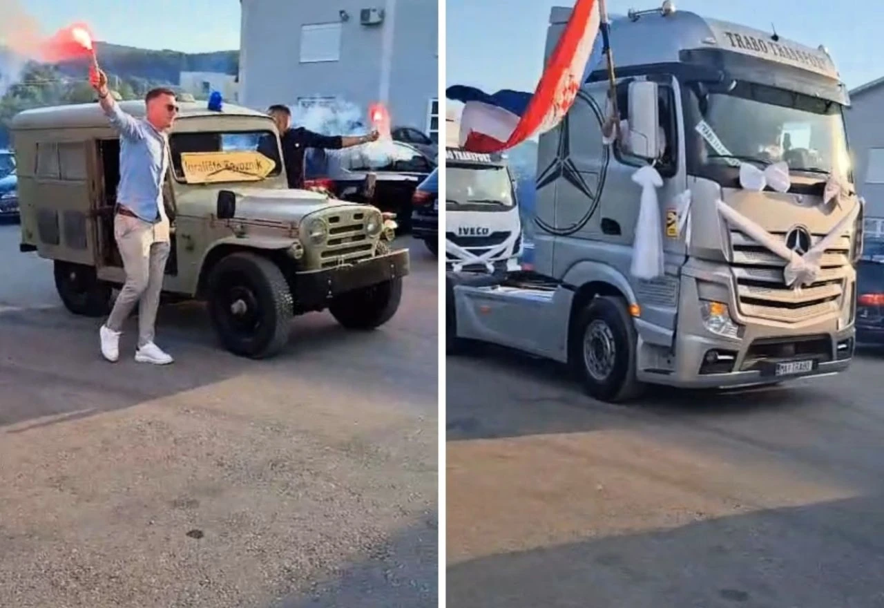 VIDEO | Svadba o kojoj svi pričaju: Hercegovac po mladenku došao kamionom
