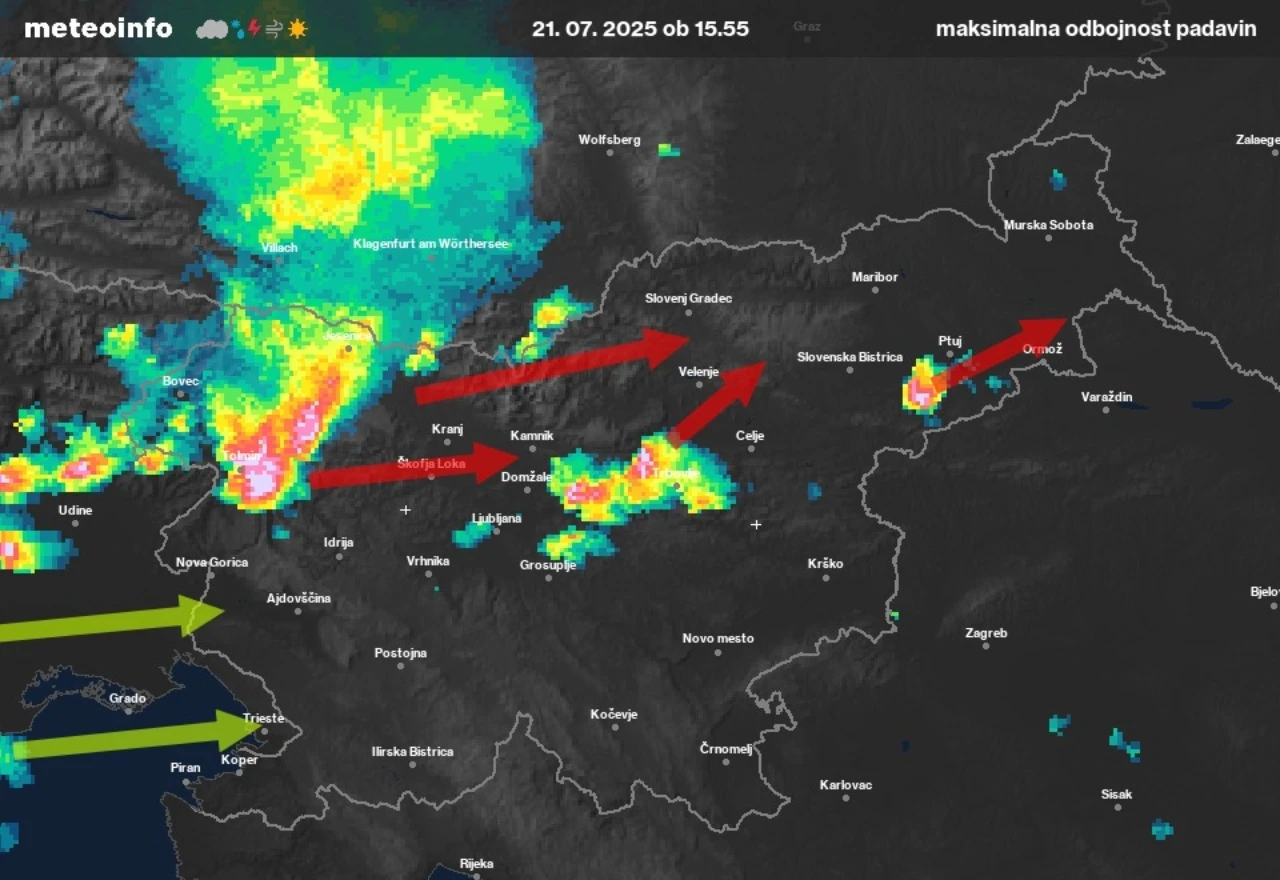 Slovenski meteorolozi: Stiže jaka olujna ćelija praćena vjetrom, pljuskovima i tučom