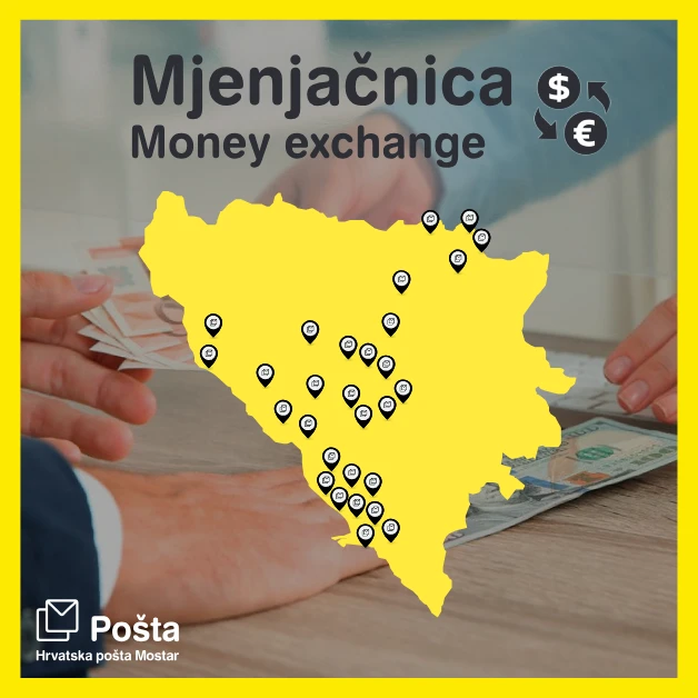 Mjenjačnica dostupna u 45 poštanskih ureda Hrvatske pošte Mostar