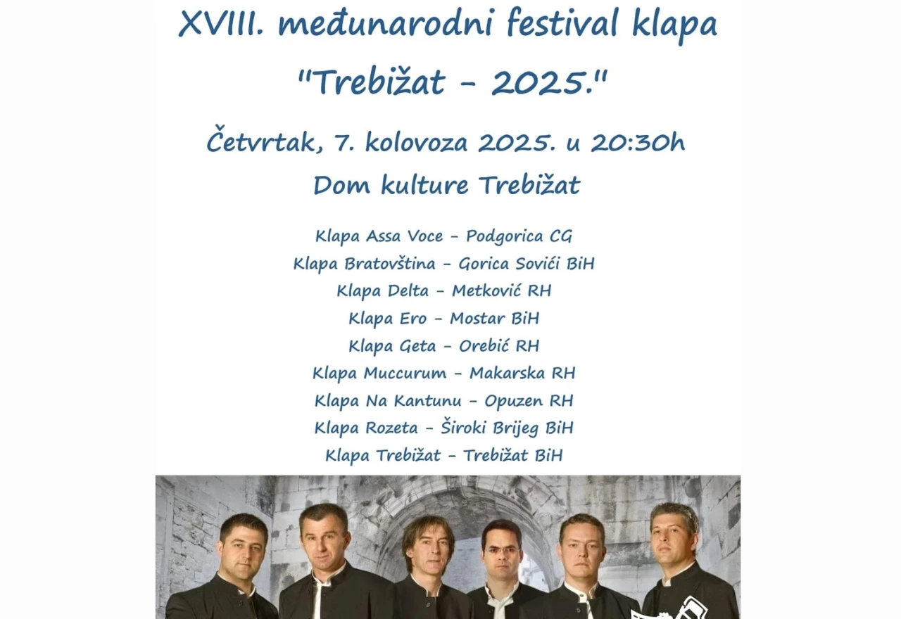 18. Međunarodni festival klapa Trebižat 2025: Klapa Cambi gost večeri