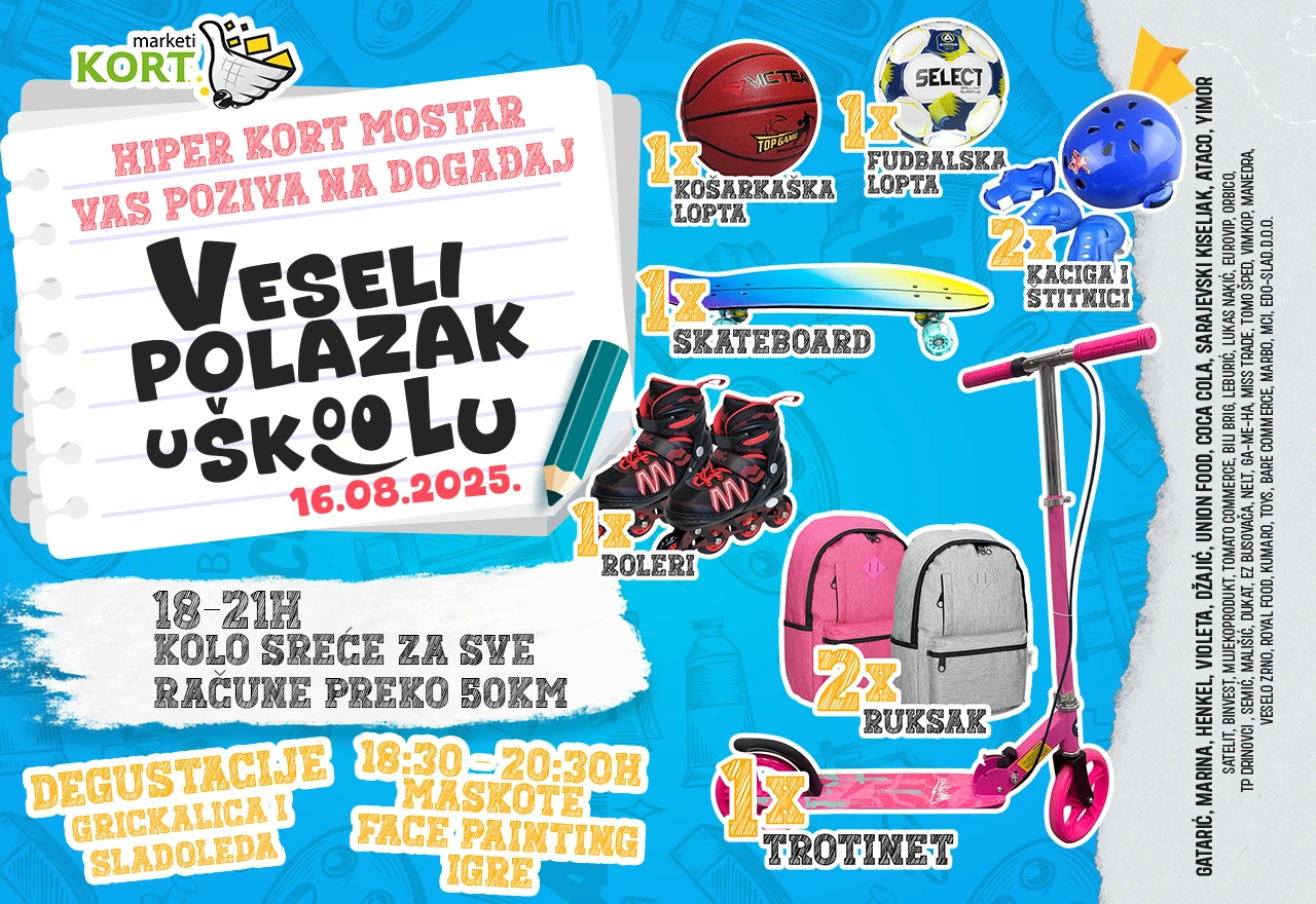 Veseli polazak u školu u Hiper KORT-u Mostar