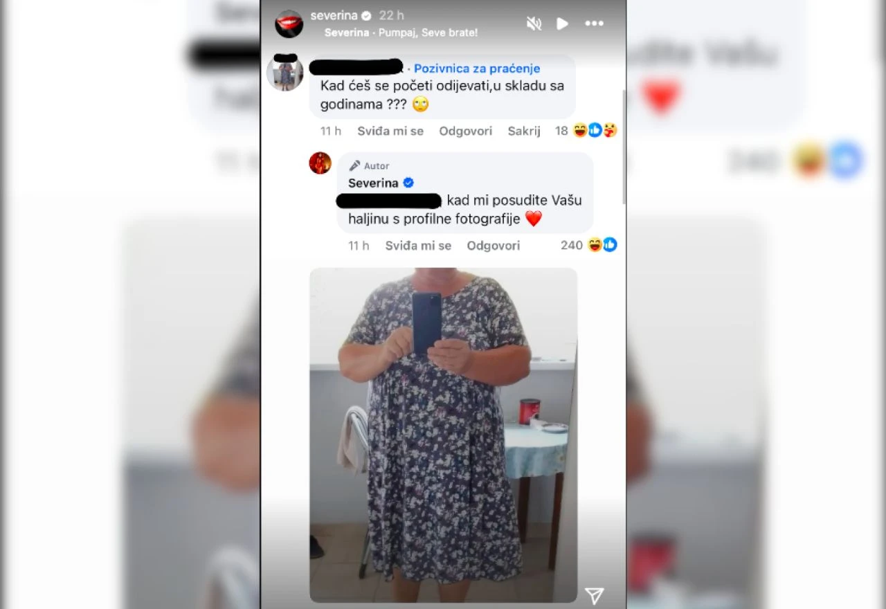Severinin komentar na Instagramu