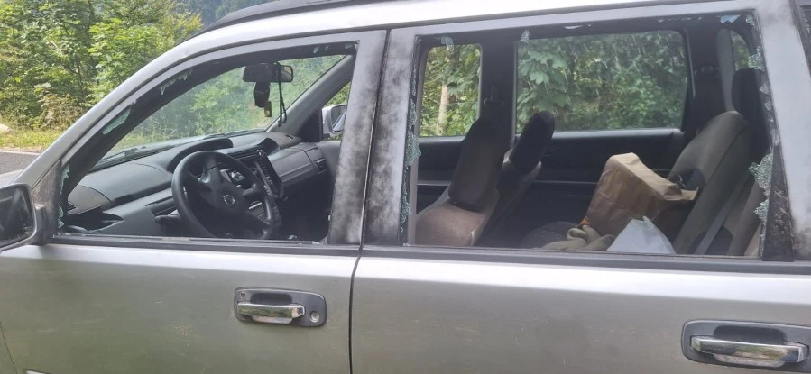 FOTO: Medvjed kamenom oštetio automobil i ozljedio suvozača