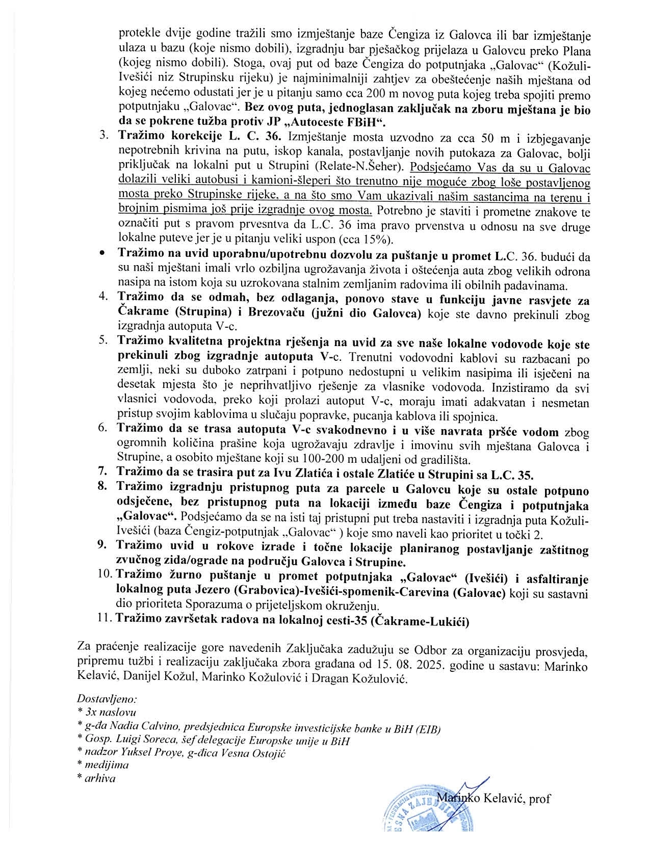 Zahtjevi mještana MZ "Radojčići" 2/2