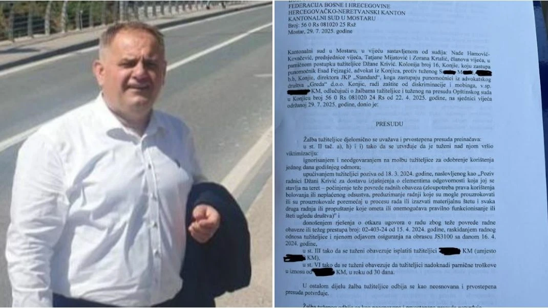 Direktor poduzeća 'Standard' iz Konjica Samir Memić drugi put pravosnažno osuđen za mobing