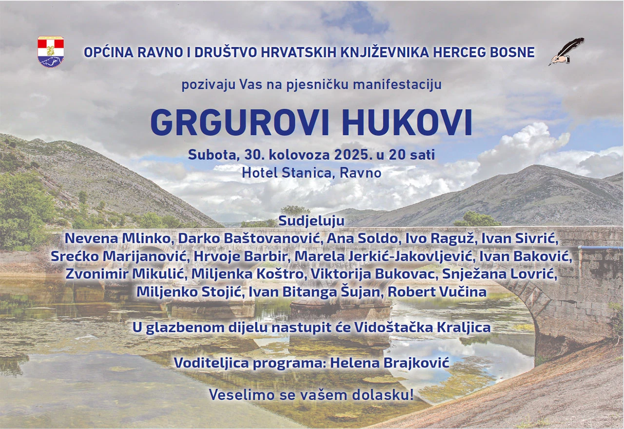 Poezija i glazba u Ravnom: ''Grgurovi hukovi'' 30. kolovoza