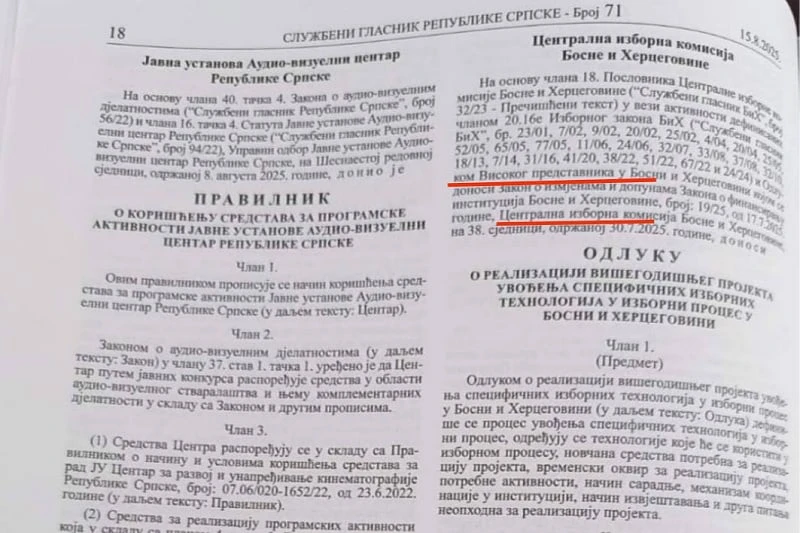 Unatoč zakonu: Službeni glasnik RS-a objavio odluku visokog predstavnika