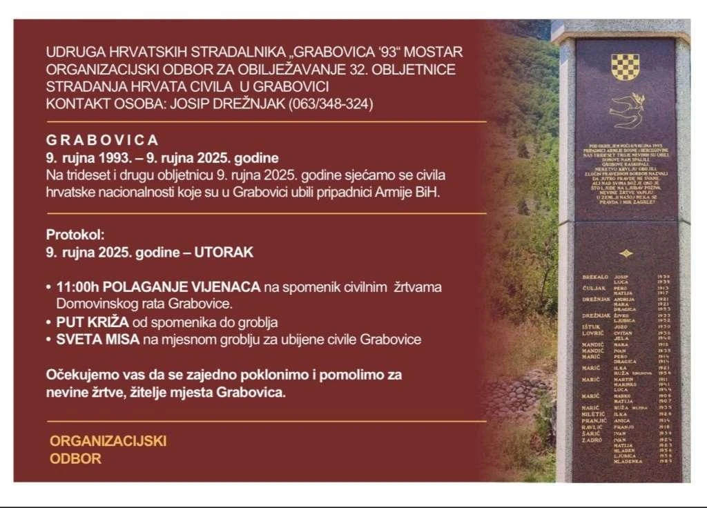 Obilježavanje 32. obljetnice zločina u Grabovici