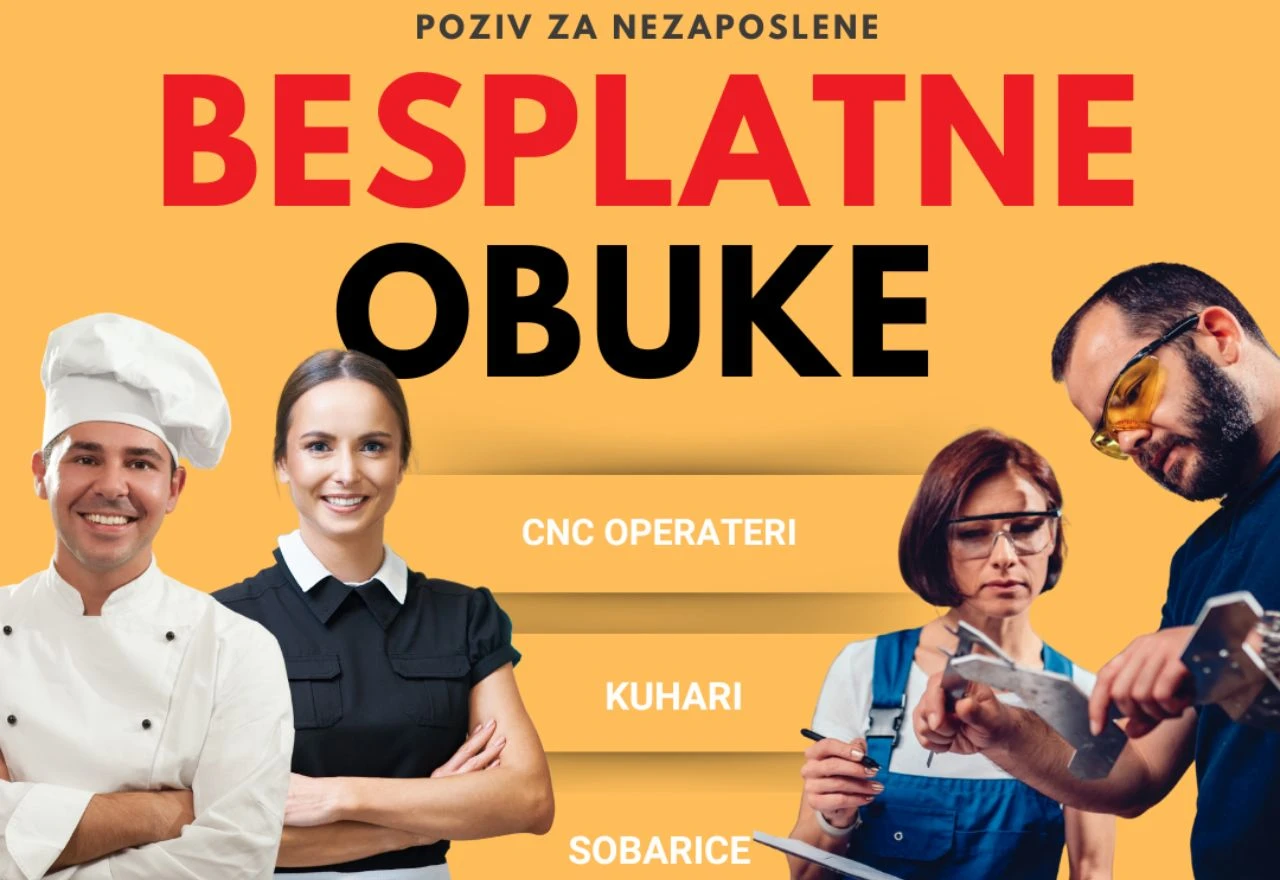 Otvoren javni poziv za besplatne obuke za kuhare, sobarice i CNC operatere u Hercegovini