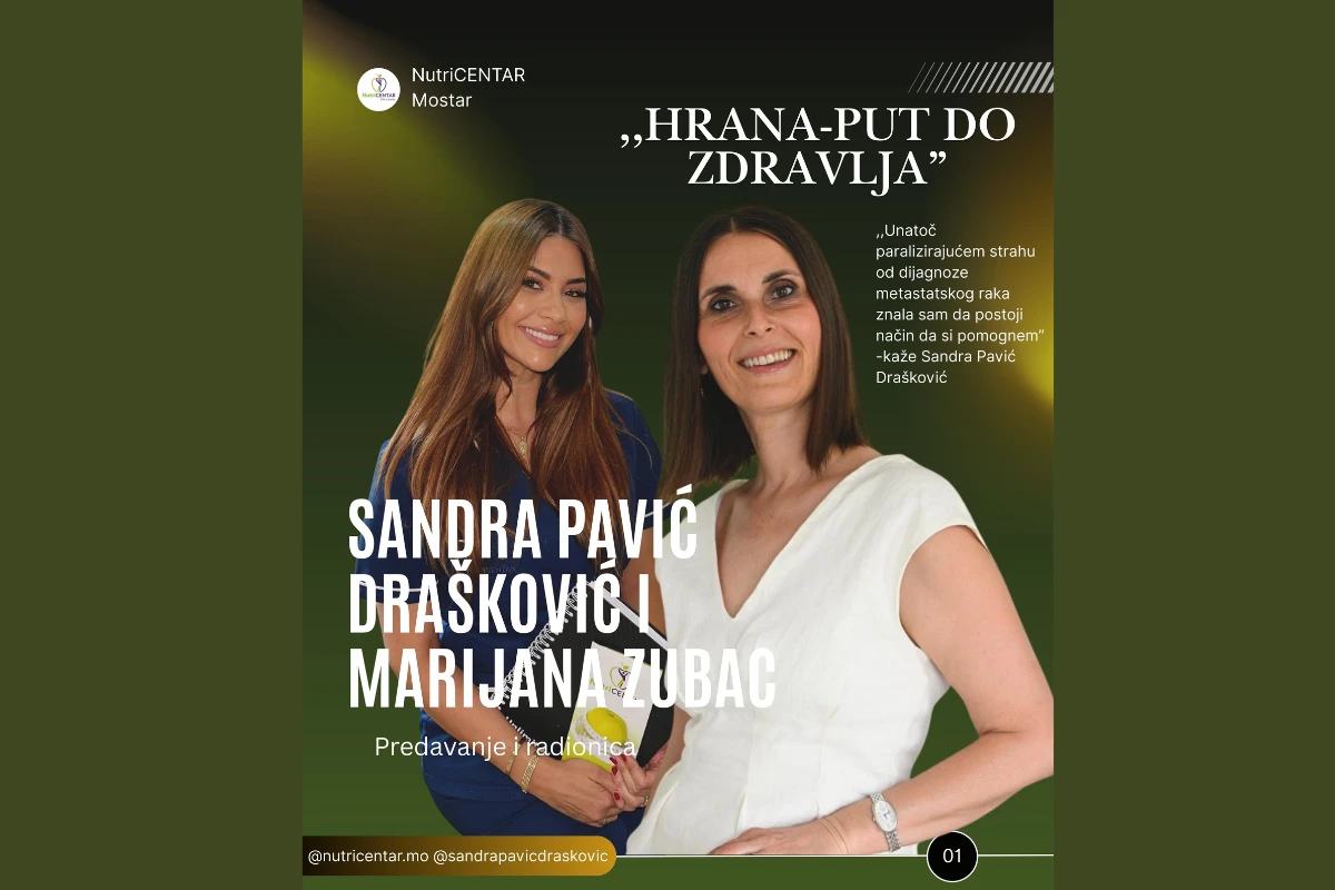 NutriCENTAR dovodi Sandru Pavić-Drašković u Mostar – priča o ozdravljenju i snazi prehrane