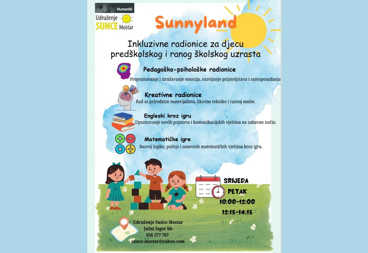 Udruženje Sunce otvara Dnevni boravak za djecu u Mostaru