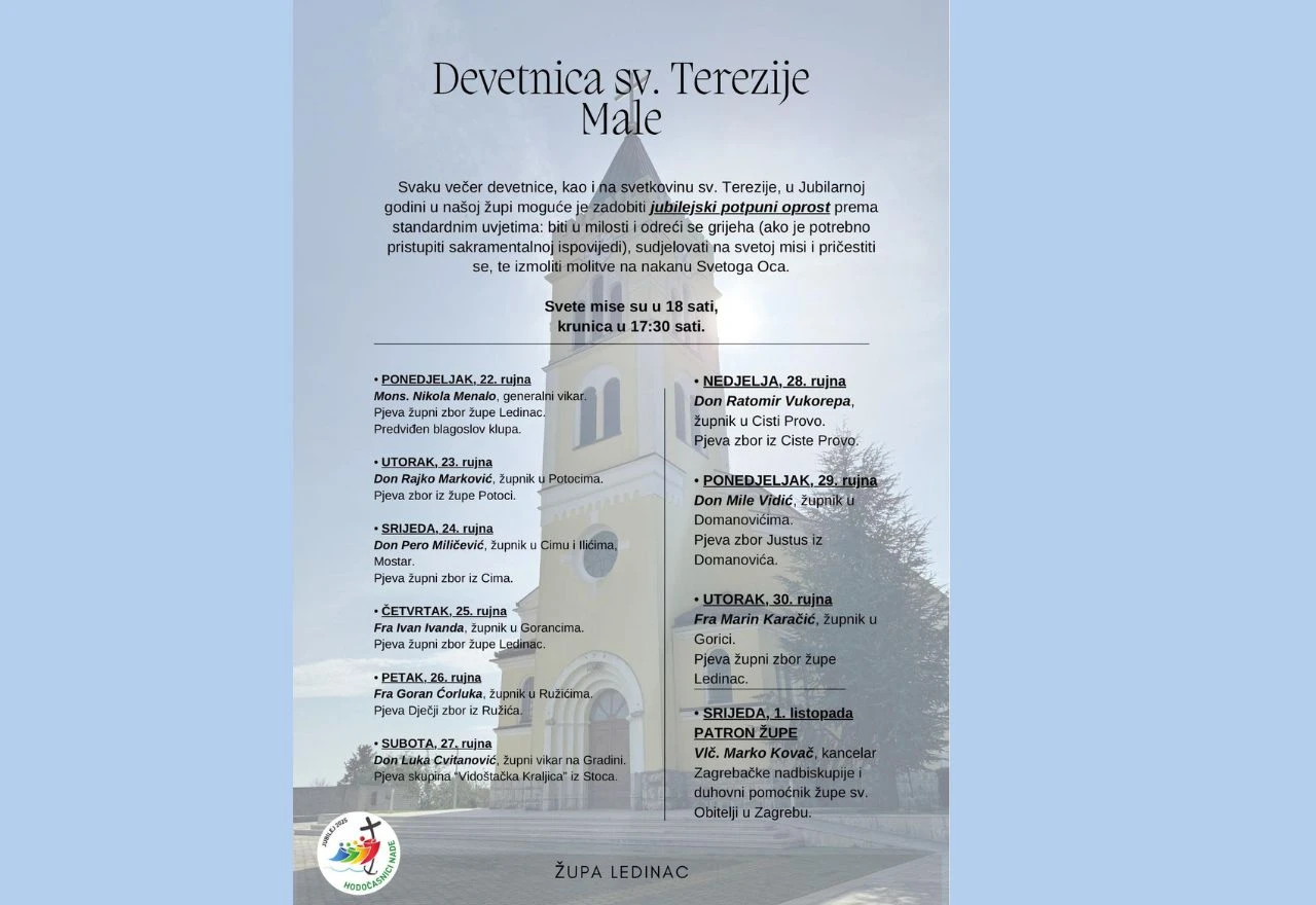 U župi Ledinac počinje devetnica za blagdan sv. Male Terezije