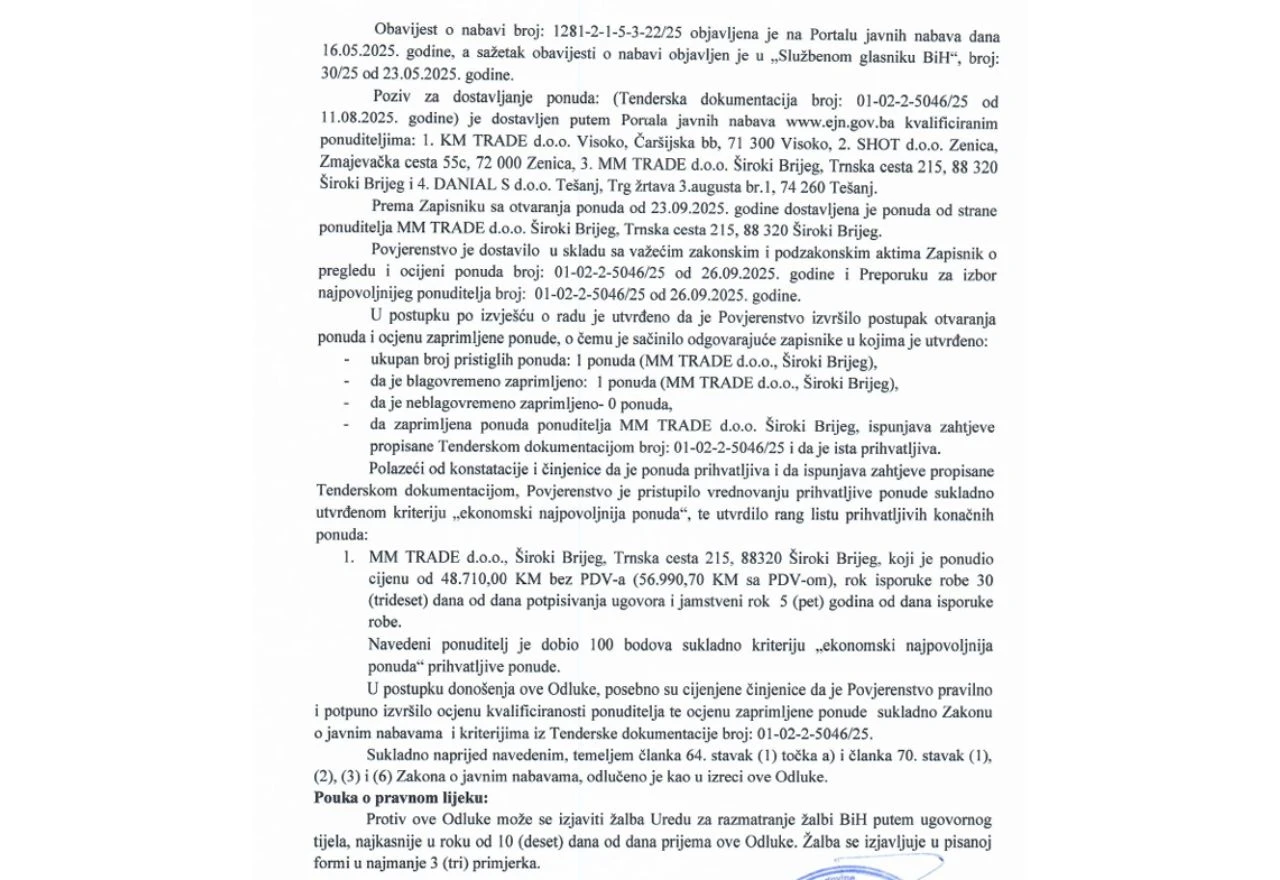Nabava pištolja MUP-a HNŽ