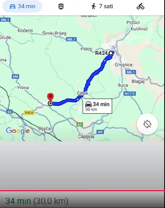 Snimka zaslona navigacije