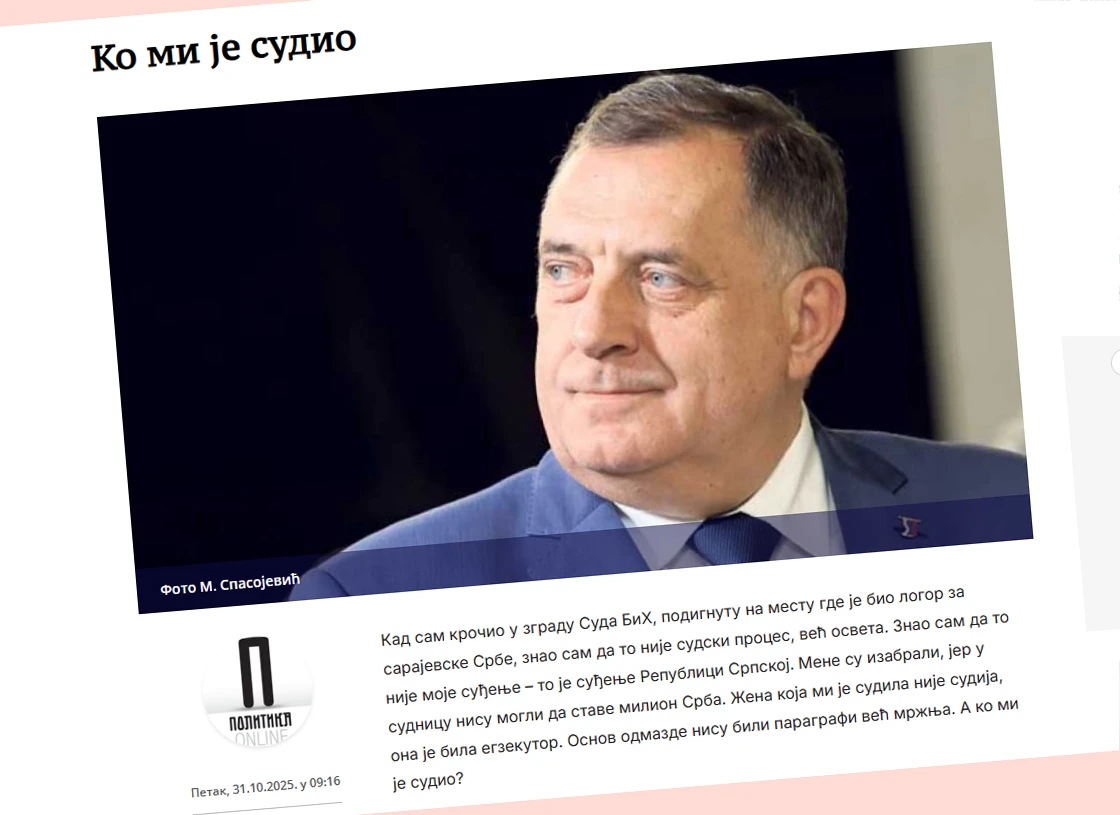 Dodik napisao kolumnu: Sudili njemu umjesto milijunu Srba