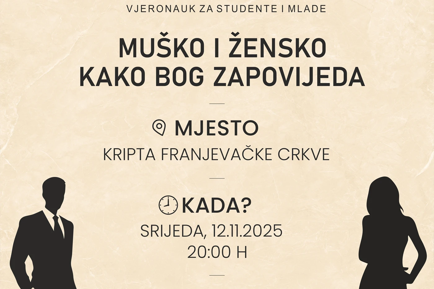Vjeronauk za studente i mlade o mušku i žensku kako Bog zapovijeda