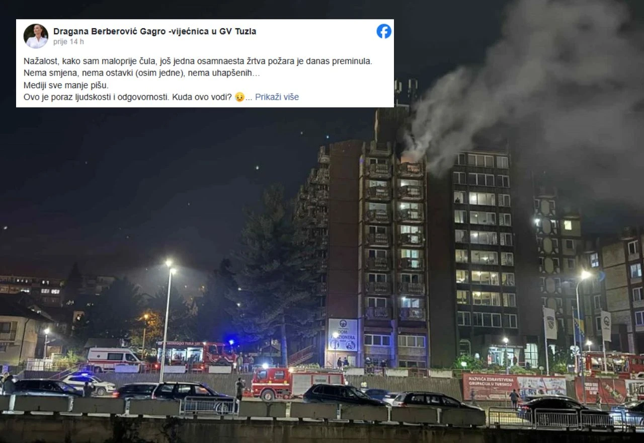 Preminula 18. žrtva požara u Domu penzionera: Vijećnica proziva šutnju odgovornih