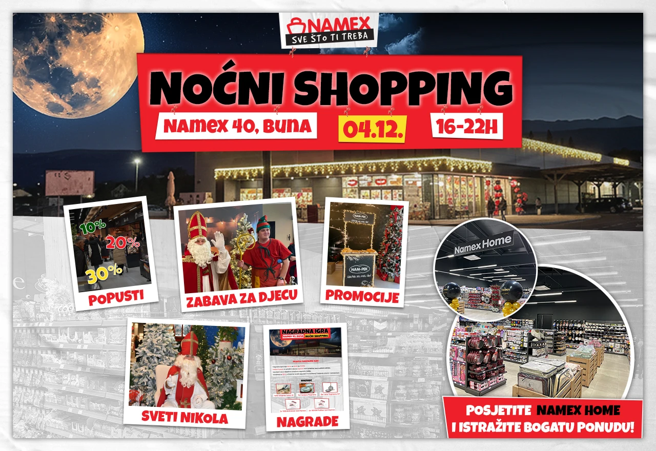 Noćni shopping u Namex 40, Buna: Popusti, zabava za djecu i dolazak Svetog Nikole!