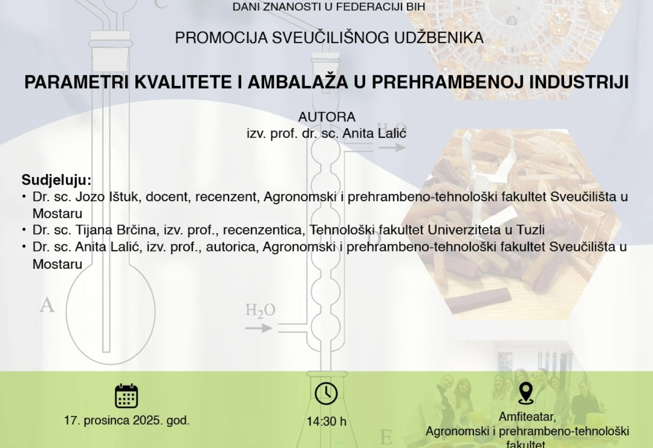 Na Sveučilištu u Mostaru promocija knjige o prehrambenoj industriji