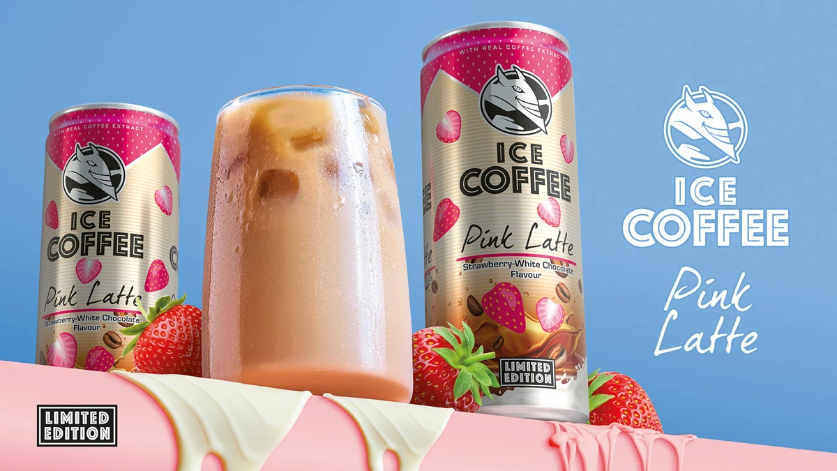 Slatki okusi jagode i kremaste bijele čokolade u napitku Pink Latte lce Coffee