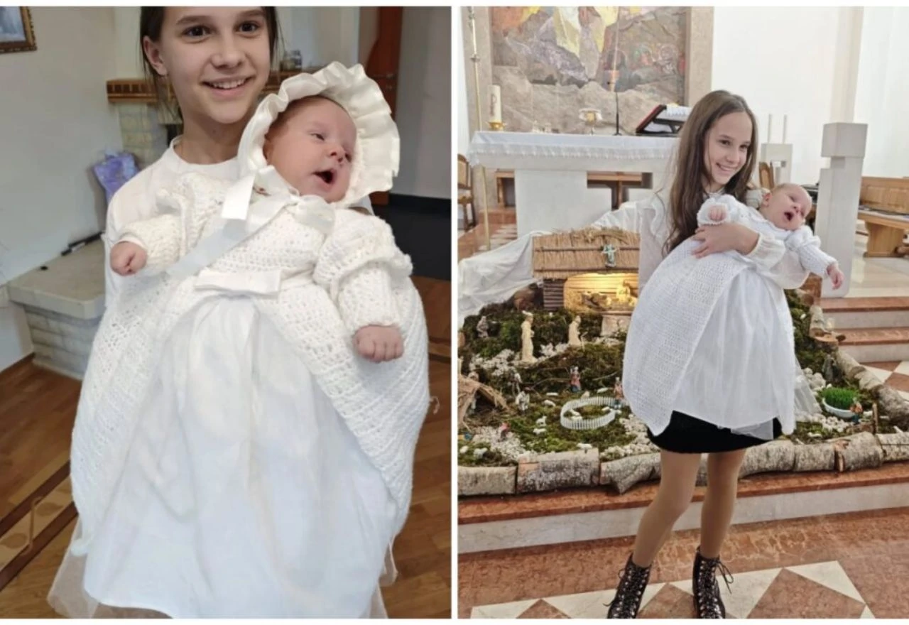 Dirljiva obiteljska priča: Djevojčica iz Rakitna sama izradila haljinu za sestrino krštenje