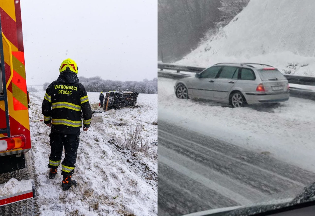 VIDEO | Snijeg zabijelio Hrvatsku: Kolone i zaglavljena vozila