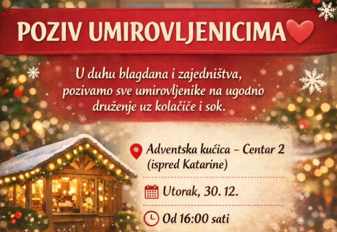 Umirovljenici pozvani na blagdansko druženje u Centru 2