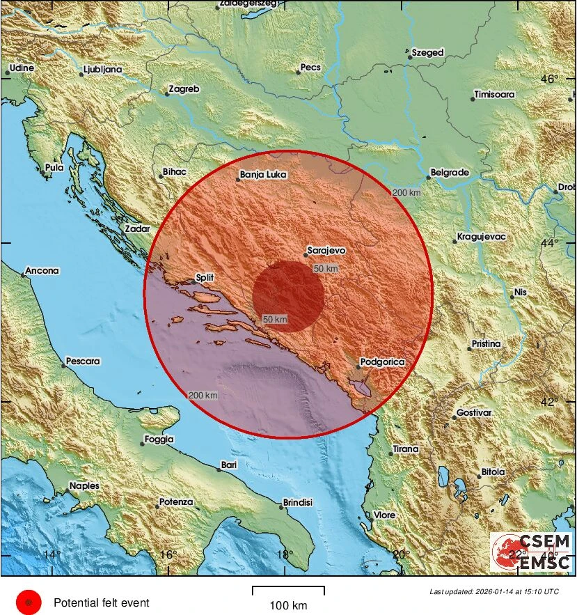 Potres pogodio istočnu Hercegovinu