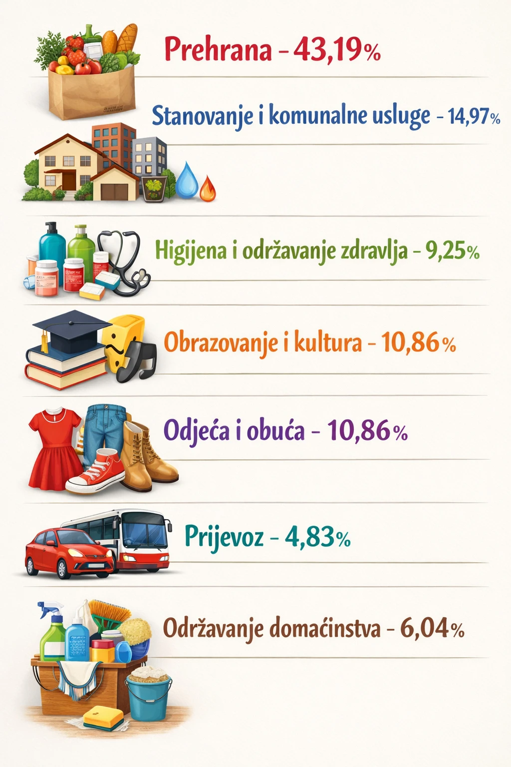 Kategorije koje čine potrošačku korpu