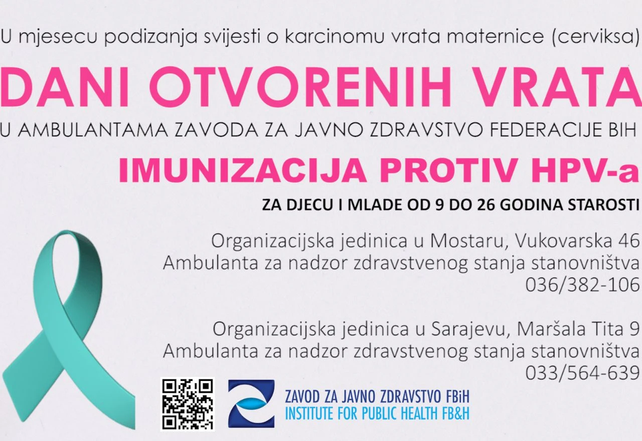 Zavod za javno zdravstvo FBiH poziva na imunizaciju protiv HPV-a