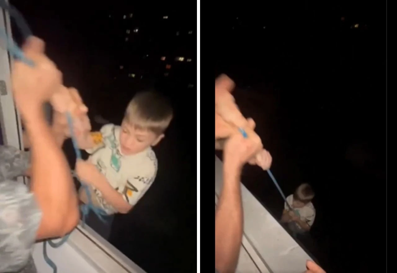 VIDEO | Pijani otac konopcem spuštao sina sa sedmog kata radi zabave