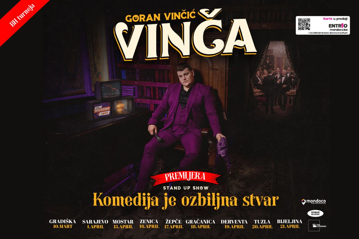 Vinča stiže u Mostar s novim stand-up showom u sklopu velike turneje po BIH