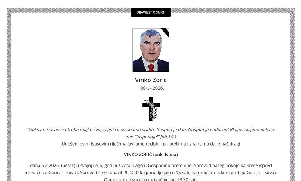 Preminuo Vinko Zorić, jedan od obnovitelja HŠK Zrinjski i istaknuti politički dužnosnik