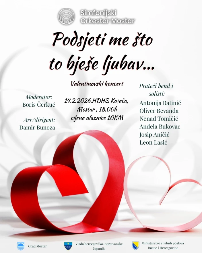 Veliki koncert Simfonijskog orkestra Mostar: "Podsjeti me što to bješe ljubav"
