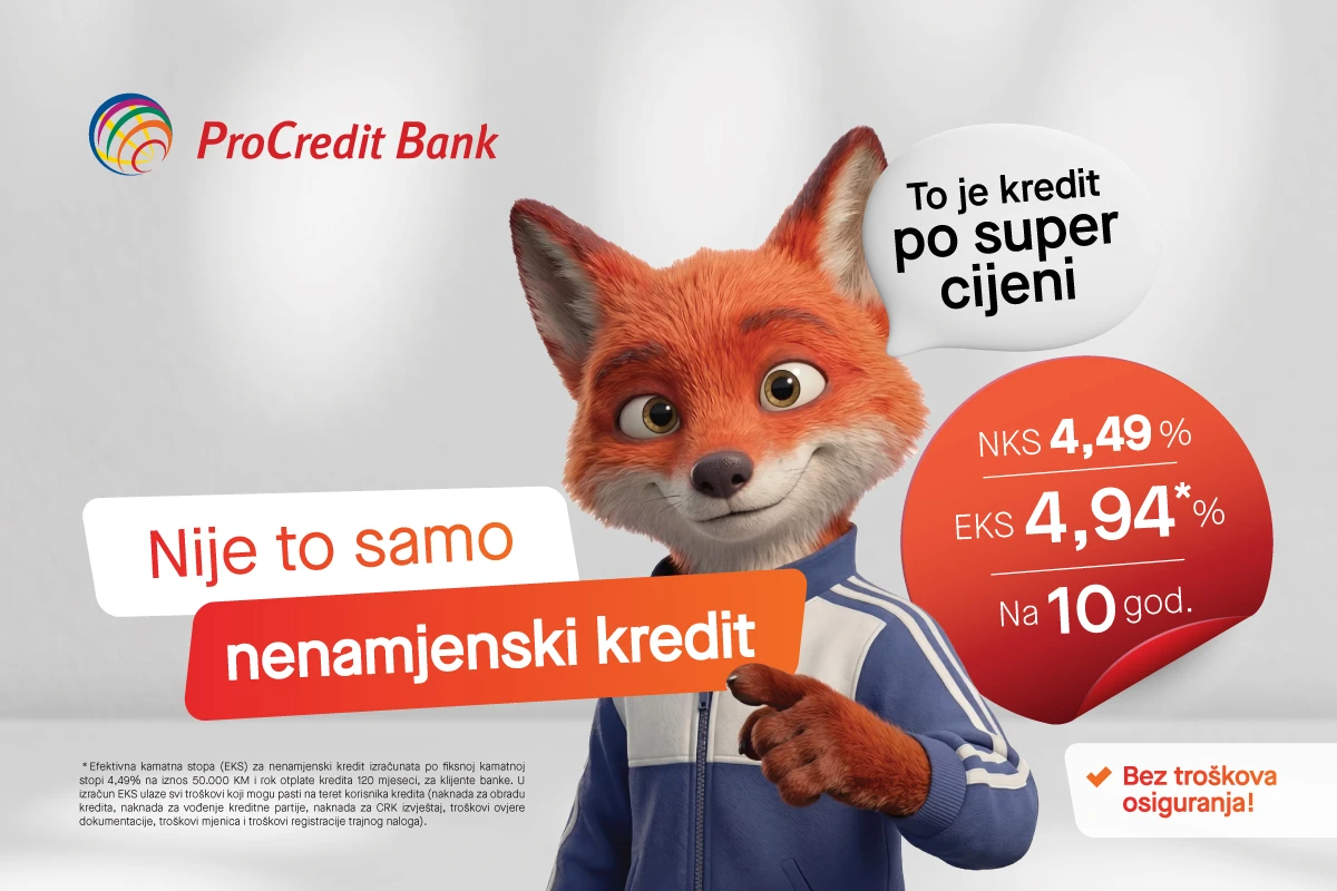 ProCredit Bank pokrenula proljetnu akciju nenamjenskih kredita: Konkurentni uslovi na rok od 10 godina
