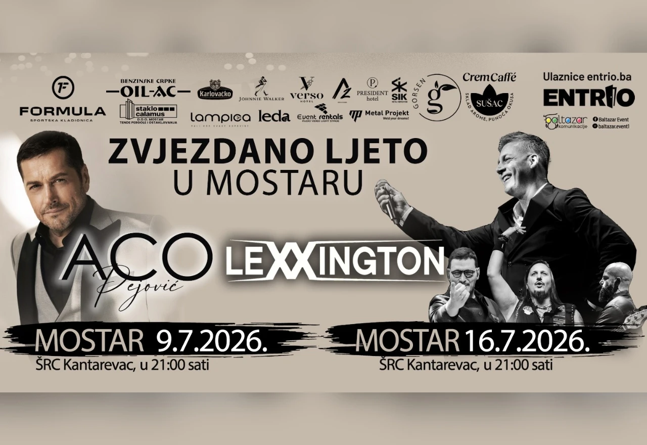 Zvjezdano ljeto u Mostaru: Stižu Aco Pejović i Lexington Band