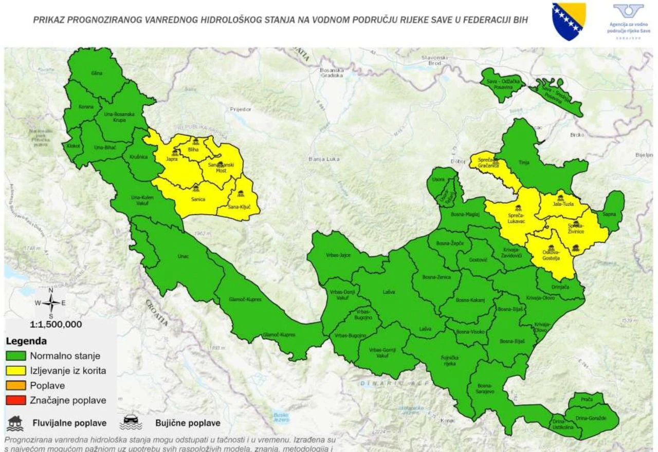 Moguće izlijevanje rijeka, proglašeno izvanredno hidrološko stanje