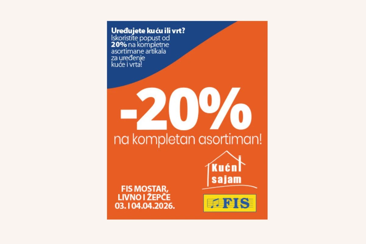 Ne propustite 20% popusta na asortiman za kuću i vrt!
