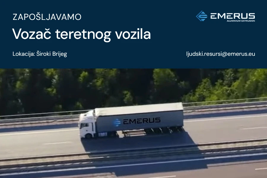 EMERUS d.o.o. – Otvoren natječaj za radno mjesto vozač teretnog vozila