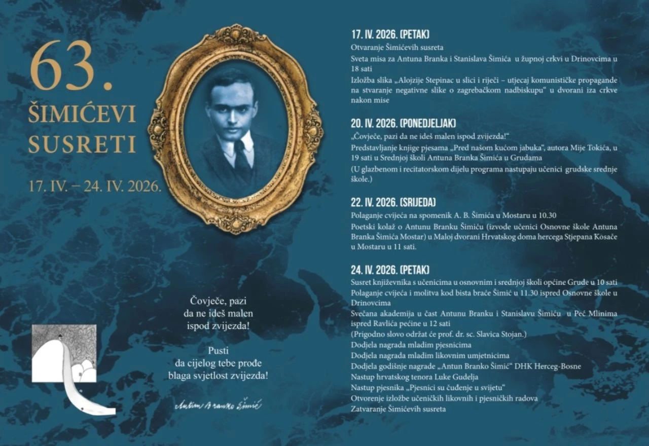 63. Šimićevi susreti donose bogat književni program u Mostaru, Grudama i Drinovcima