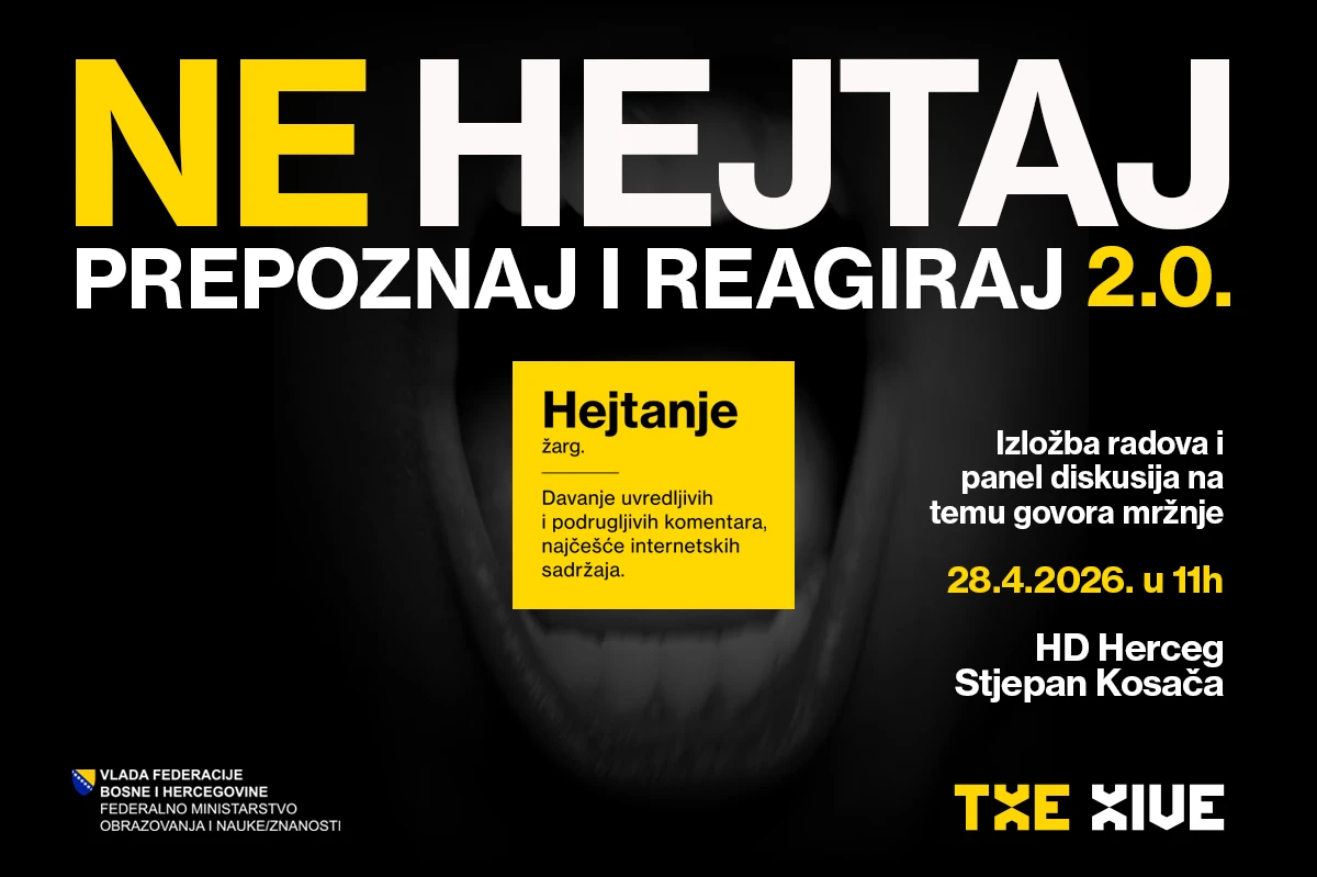 Kroz oči mostarskih srednjoškolaca – Izložba radova i panel diskusija ''NE hejtaj: Prepoznaj i reagiraj'' u Kosači