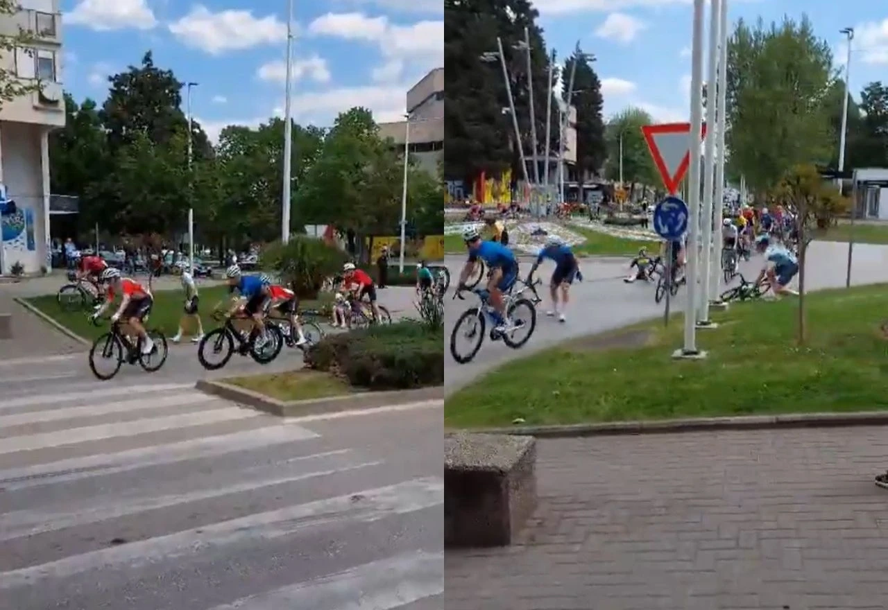 VIDEO | Nesreća u Čapljini: Više biciklista palo pri izlasku iz kružnog toka