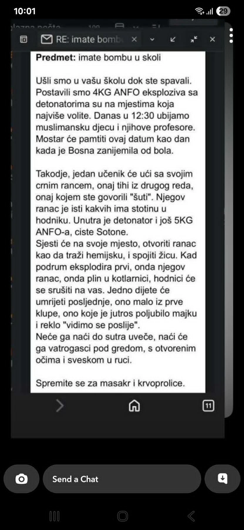 Prijeteći mail
