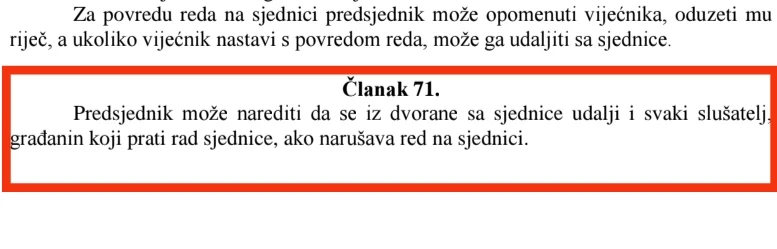 Članak koji se odnosi na događaje tijekom sjednice